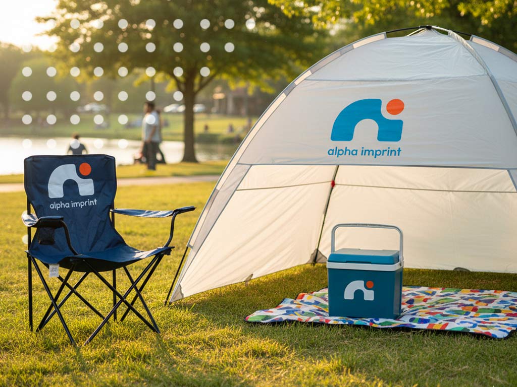 Canopies, foldable chairs, and coolers