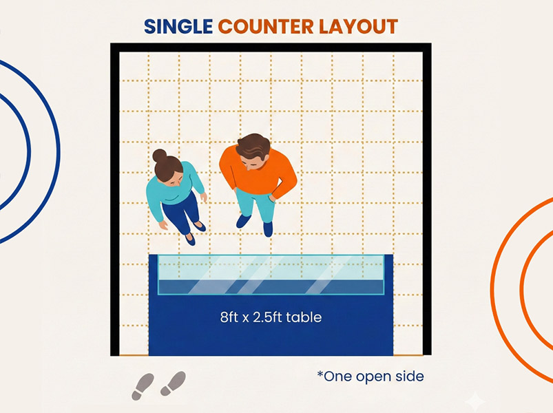 Single counter layout
