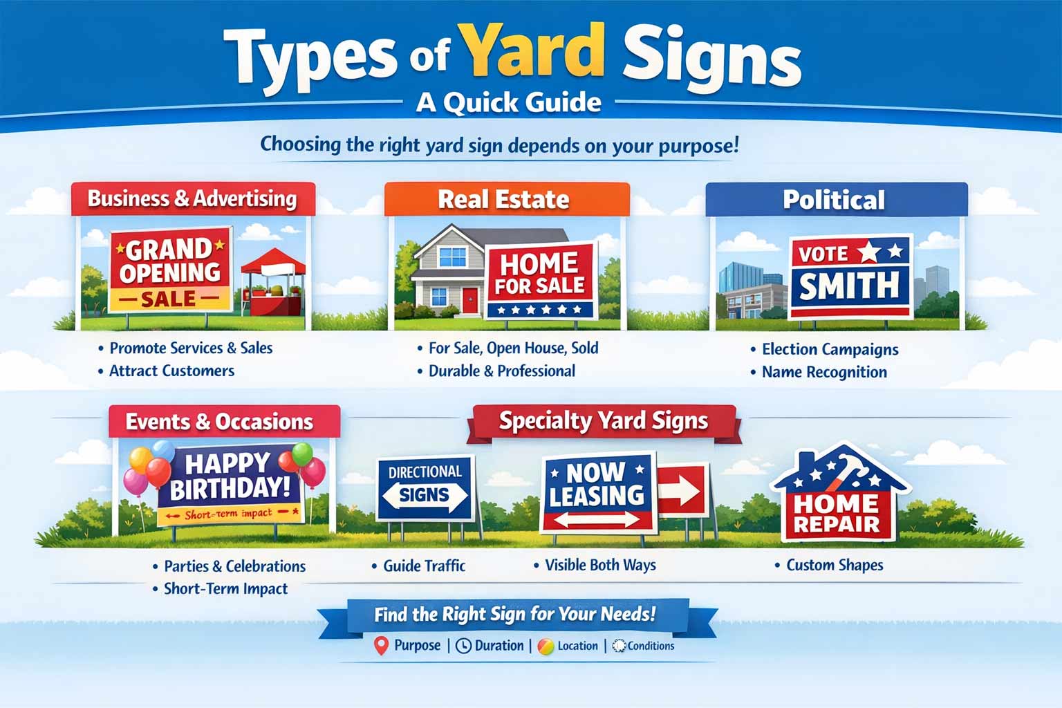 Types of yard signs infographic