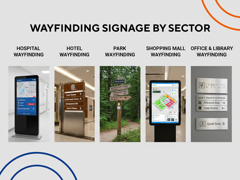 Wayfinding signage examples by sector
