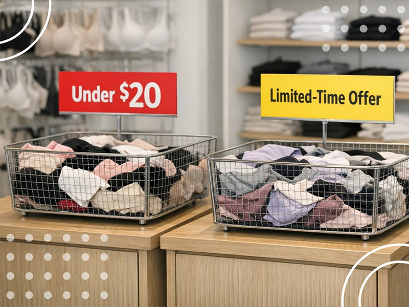 Basket Displays with Promotional Signs