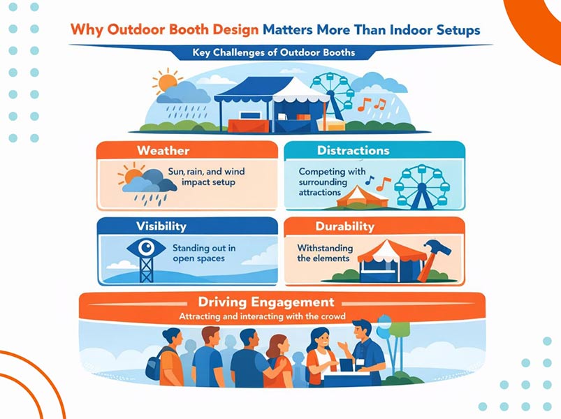 Why Outdoor Booth Design Matters More Than Indoor Setups