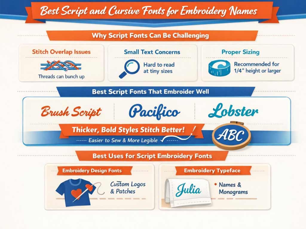 Best Script and Cursive Fonts for Embroidery Names