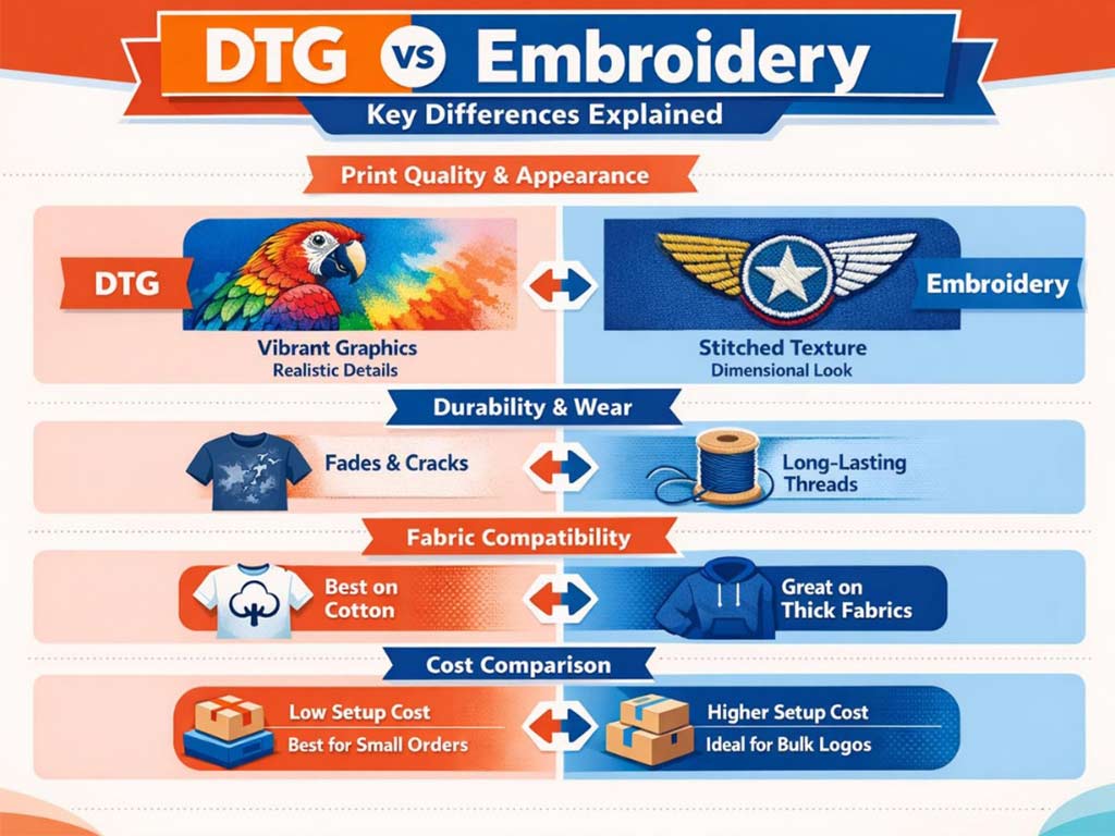 DTG vs Embroidery
