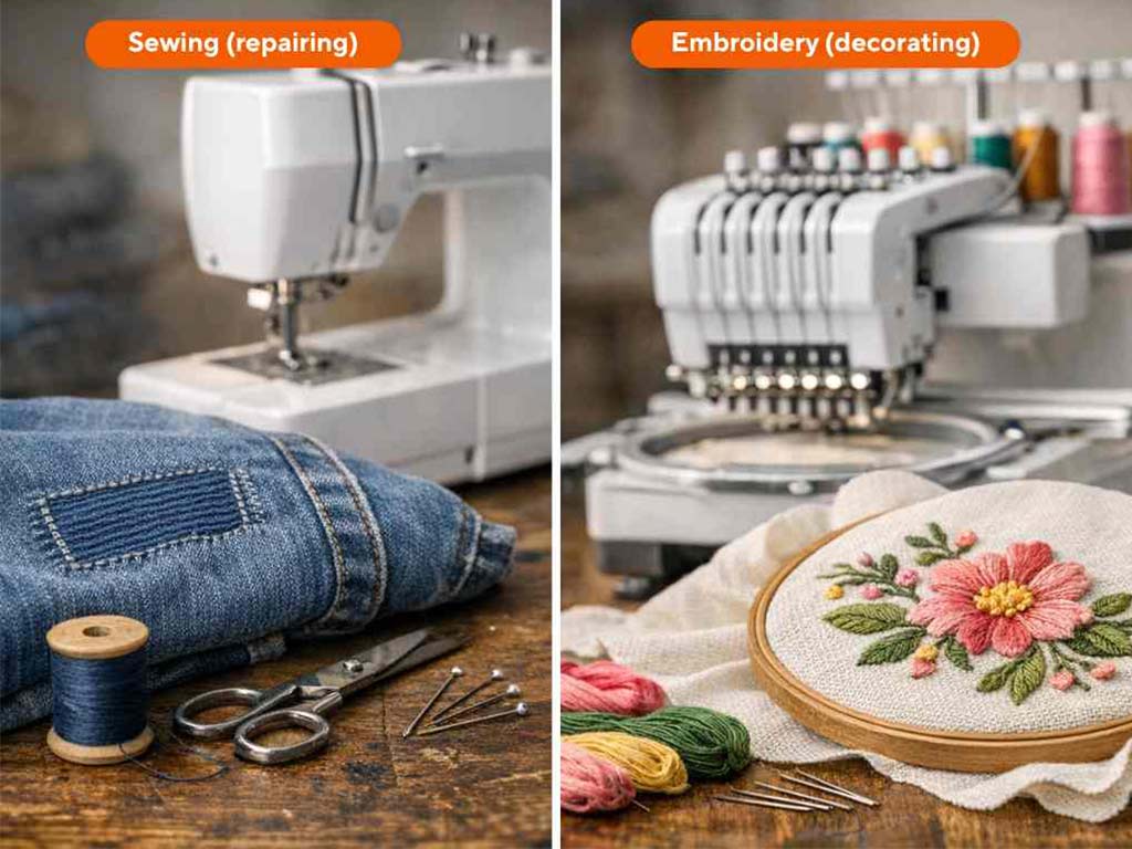 Embroidery vs Sewing: The Core Differences