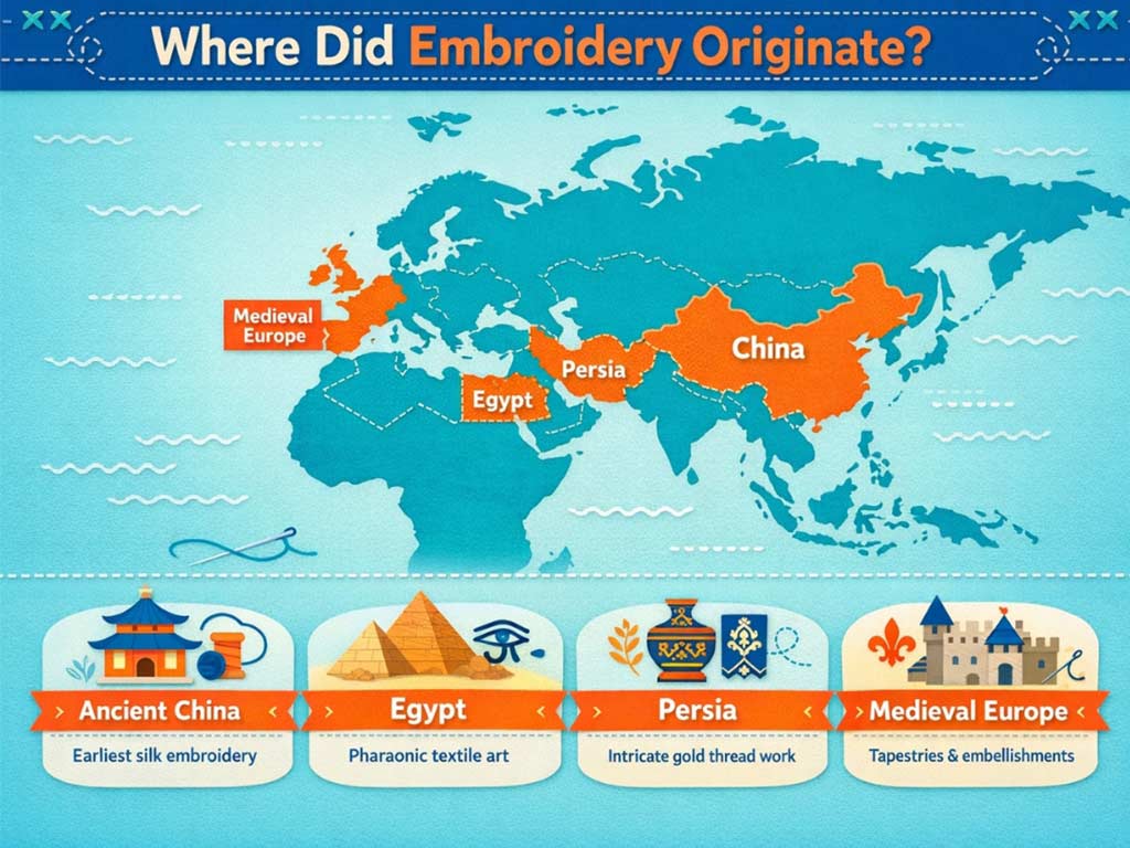 Where did embroidery originate?