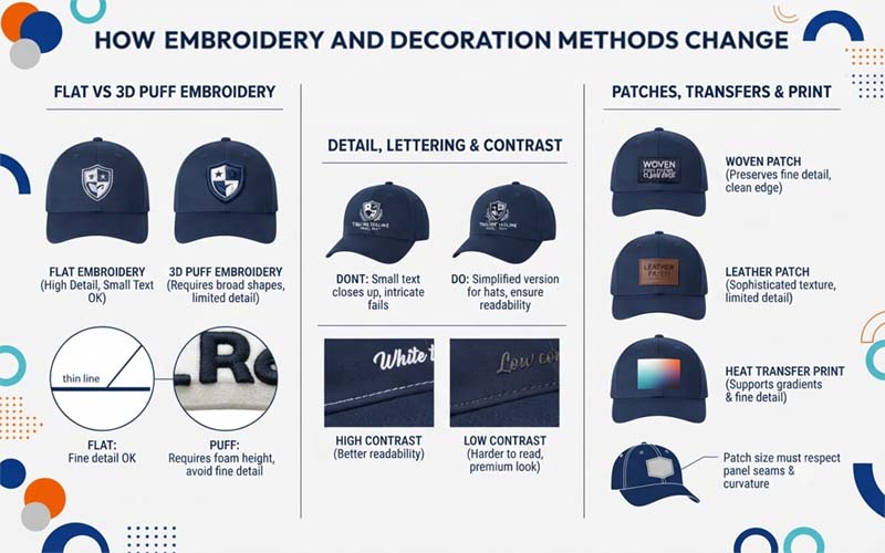 How Embroidery and Decoration Methods Change Logo Size
