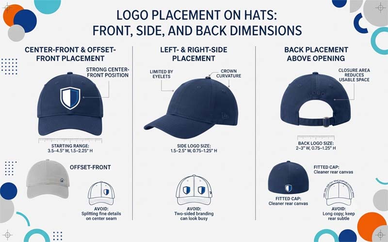 Logo Placement on Hats: Front, Side, and Back Dimensions