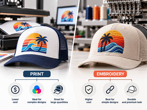 Which Costs Less: Printing or Embroidering Hats?