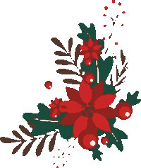 Decorative poinsettia and holly ornament