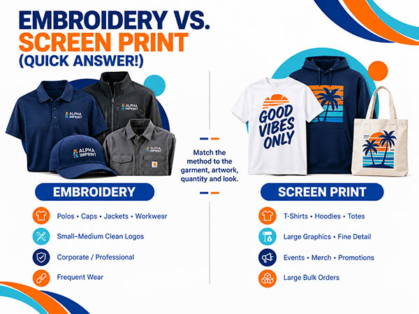 Embroidery vs Screen Print (Quick Answer!)