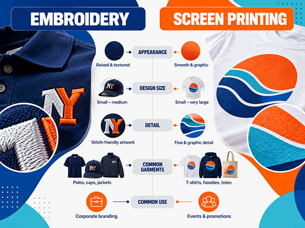 Embroidery vs Screen Printing: The Key Differences That Matter